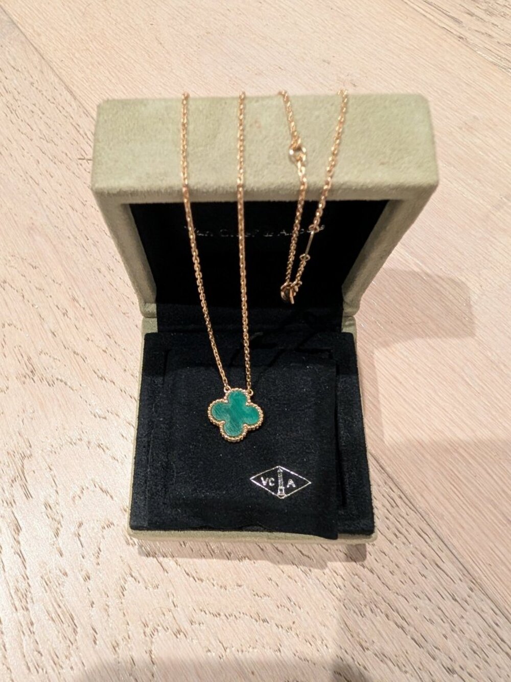 Van Cleef & Arpels Vintage Alhambra Malachite Pendant Necklace